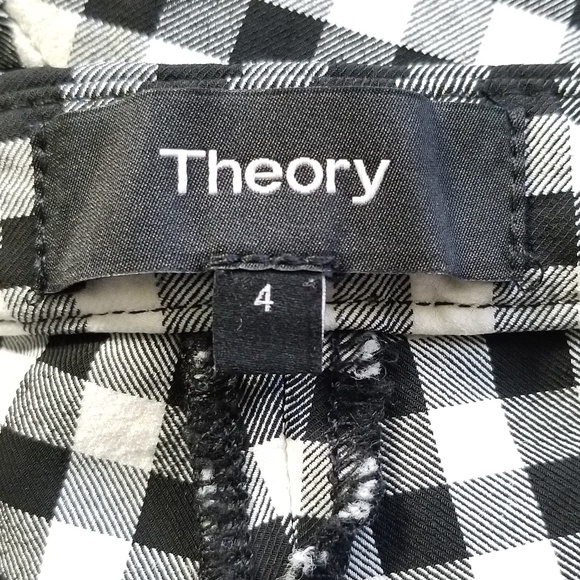 Theory Women's Black White Gingham Check Cropped Pants Sz.‎ 4 - Picture 8 of 9